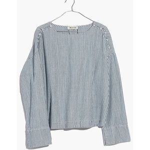Madewell XXS Convertible Cold Shoulder Top in Chambray Stripe